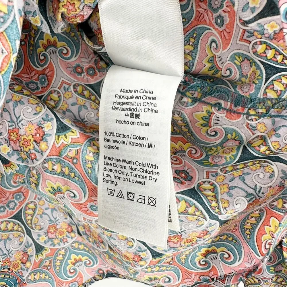 NEW J. Crew x Liberty Tie Waist Organic Cotton Giorgia Duke Fabric Sz S